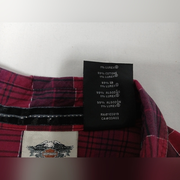 Harley Davidson Ladies Downswept Wing Plaid Cotton Longsleeve  Shirt. S - Picture 8 of 12